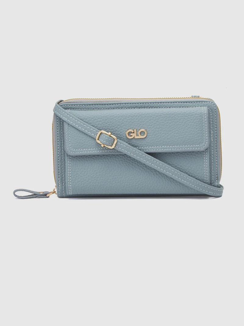 جلو باص Globus Women Blueish Grey Textured Zip Around Wallet